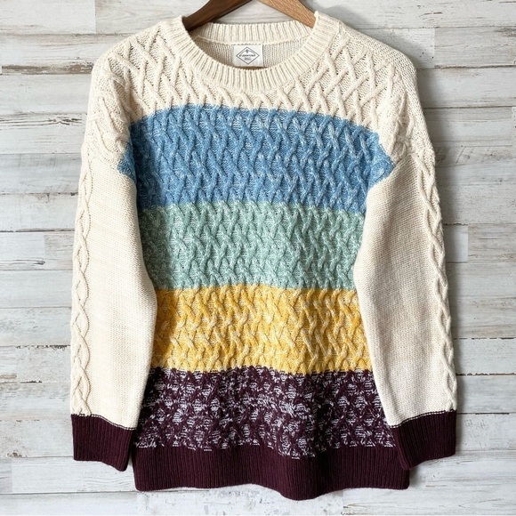 Colorblock Stripe Crewneck Sweater Petite Medium St. John’s Bay - Picture 1 of 3